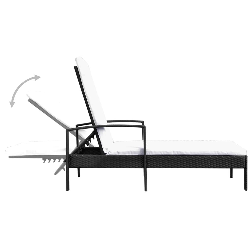 Sonnenliege mit Auflage Poly Rattan Schwarz - Pazzar.ch