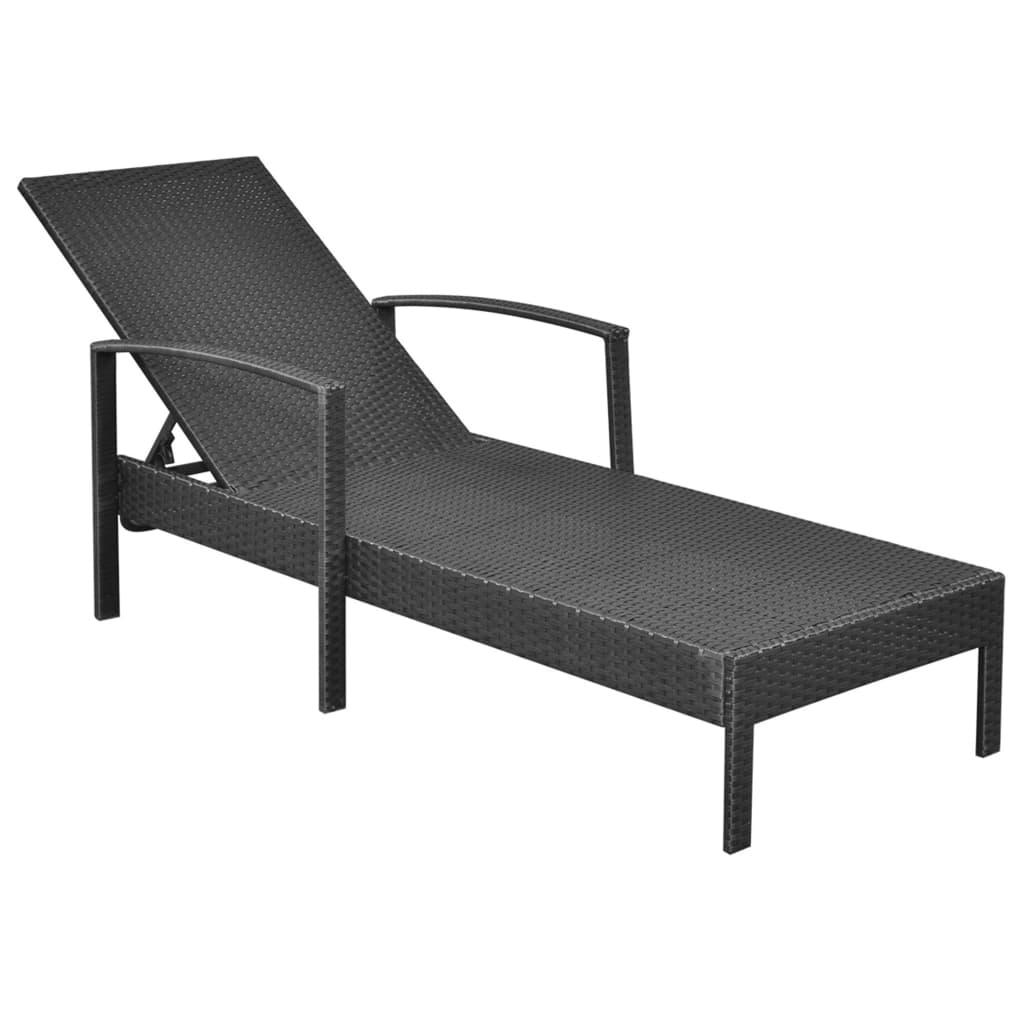 Sonnenliege mit Auflage Poly Rattan Schwarz - Pazzar.ch