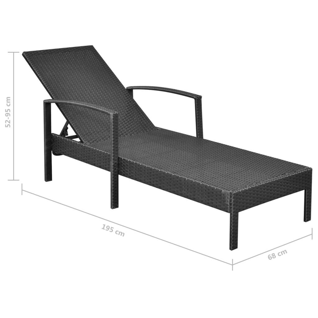 Sonnenliege mit Auflage Poly Rattan Schwarz - Pazzar.ch