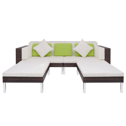 4-tlg. Garten-Lounge-Set mit Auflagen Poly Rattan Braun - Pazzar.ch