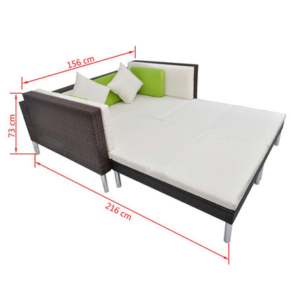 4-tlg. Garten-Lounge-Set mit Auflagen Poly Rattan Braun - Pazzar.ch