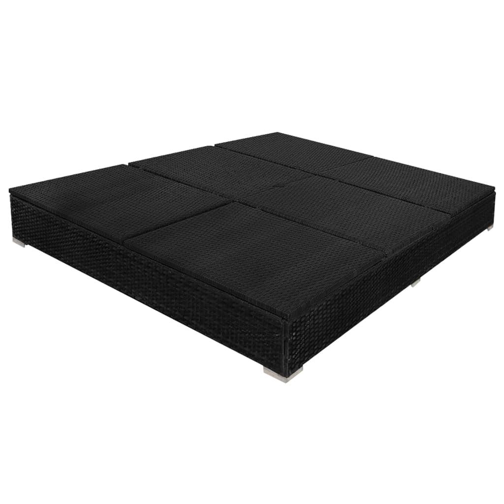 Outdoor-Loungebett mit Sonnenschirm Poly Rattan Schwarz - Pazzar.ch
