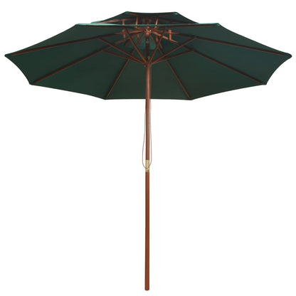 Doppeldeck Sonnenschirm 270×270 cm Holzstange Grün - Pazzar.ch