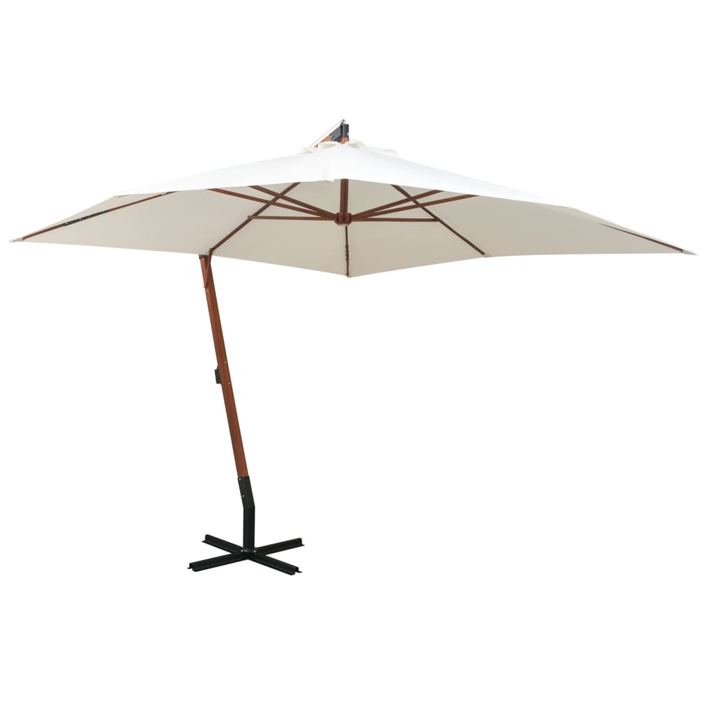 Ampelschirm 300x300 cm Holzmast Weiß - Pazzar.ch