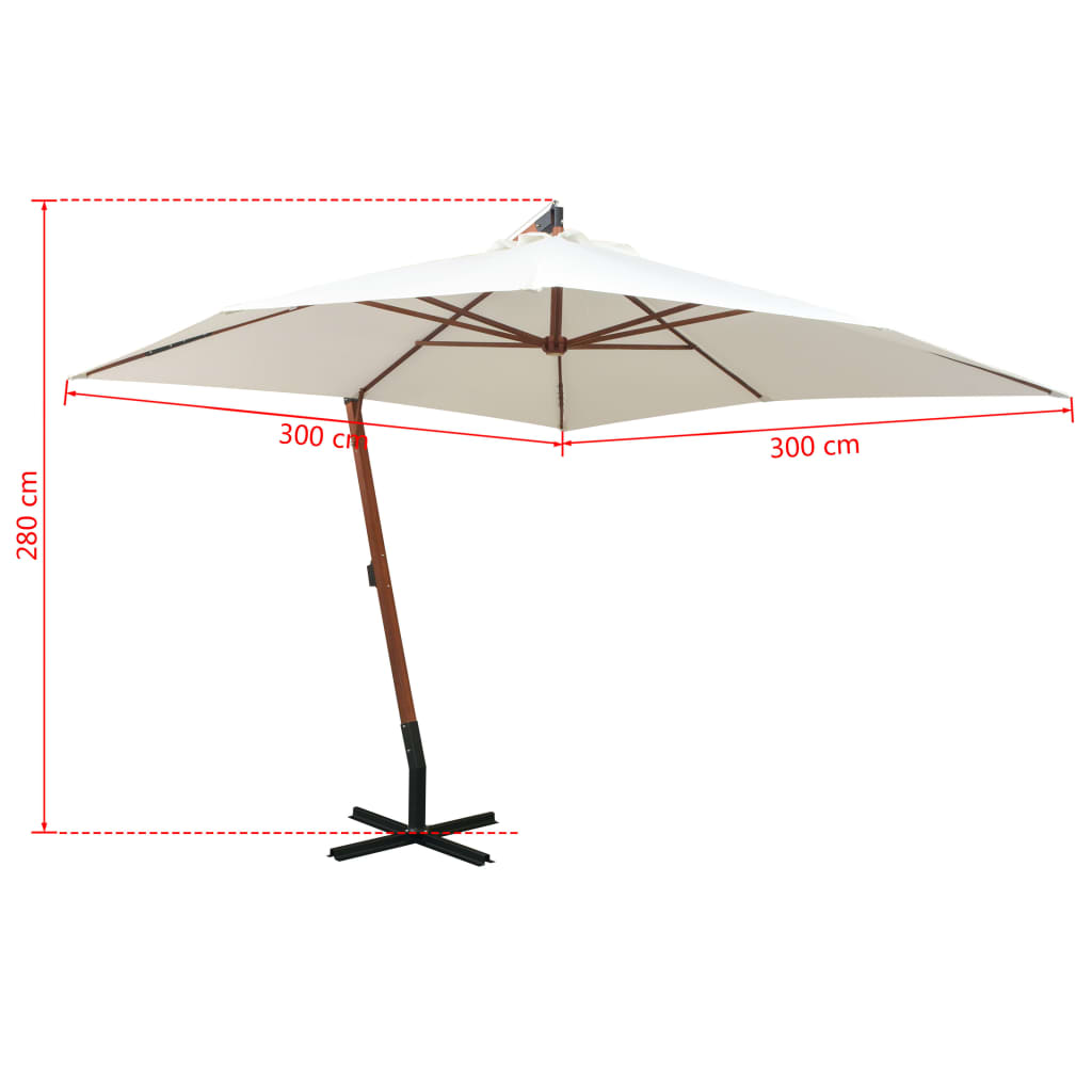 Ampelschirm 300x300 cm Holzmast Weiß - Pazzar.ch