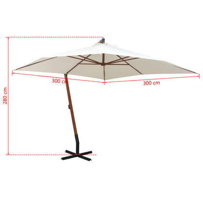 Ampelschirm 300x300 cm Holzmast Weiß - Pazzar.ch