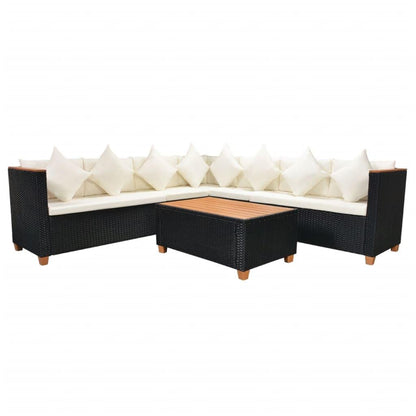 5-tlg. Garten-Lounge-Set mit Auflagen Poly Rattan Schwarz - Pazzar.ch