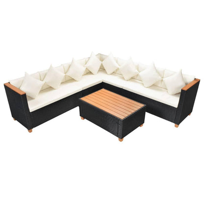 5-tlg. Garten-Lounge-Set mit Auflagen Poly Rattan Schwarz - Pazzar.ch