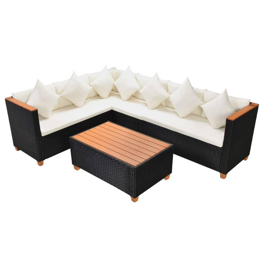4-tlg. Garten-Lounge-Set mit Auflagen Poly Rattan Schwarz - Pazzar.ch