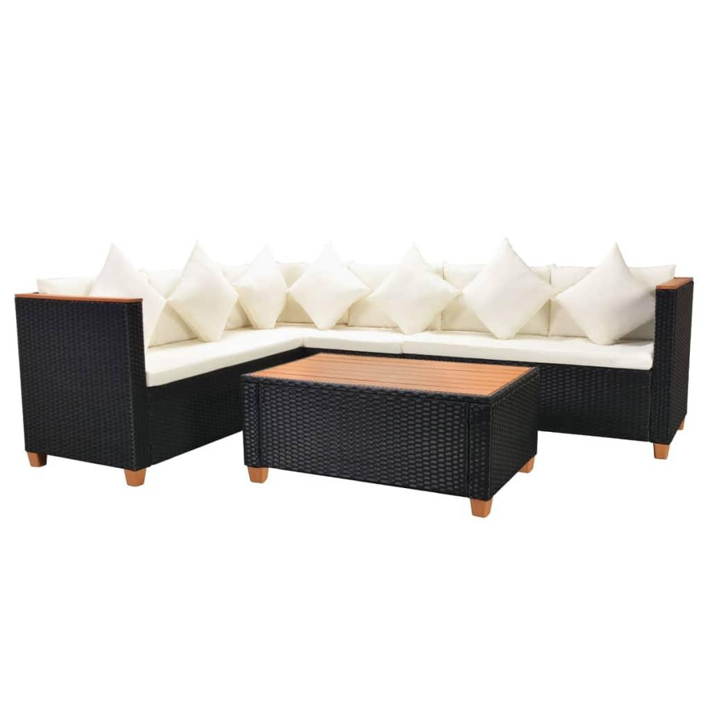 4-tlg. Garten-Lounge-Set mit Auflagen Poly Rattan Schwarz - Pazzar.ch