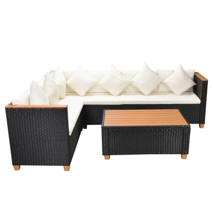 4-tlg. Garten-Lounge-Set mit Auflagen Poly Rattan Schwarz - Pazzar.ch