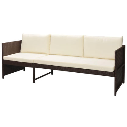 6-tlg. Garten-Lounge-Set mit Auflagen Poly Rattan Braun - Pazzar.ch