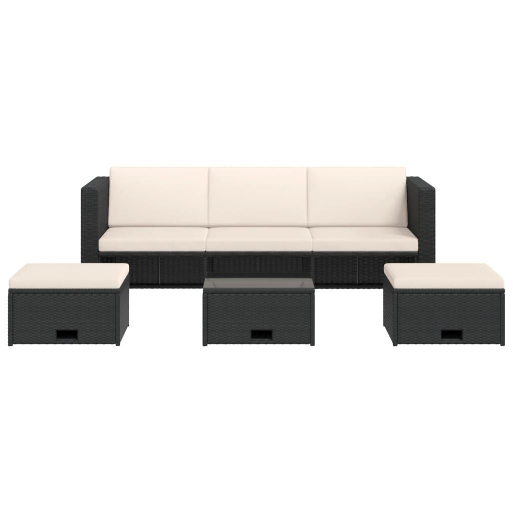 4-tlg. Garten-Lounge-Set mit Auflagen Poly Rattan Schwarz - Pazzar.ch