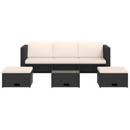 4-tlg. Garten-Lounge-Set mit Auflagen Poly Rattan Schwarz - Pazzar.ch
