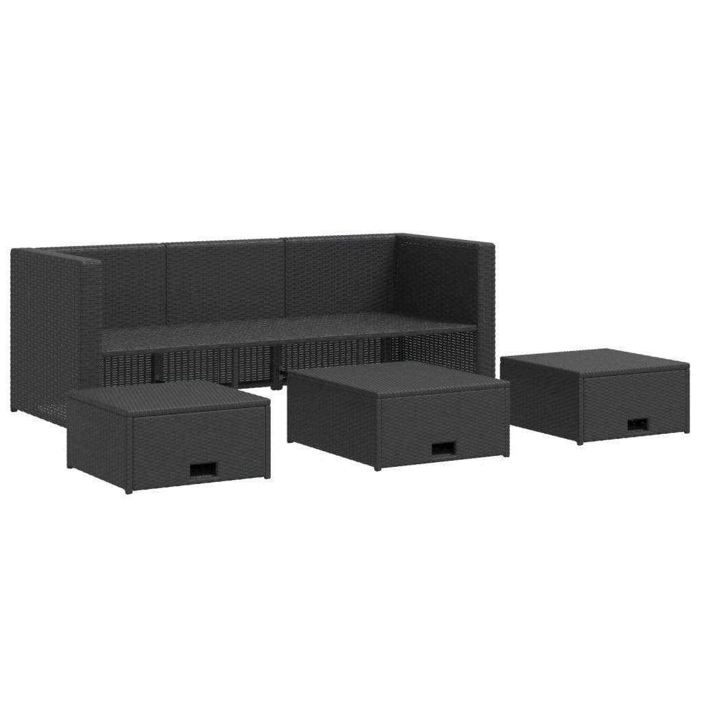 4-tlg. Garten-Lounge-Set mit Auflagen Poly Rattan Schwarz - Pazzar.ch