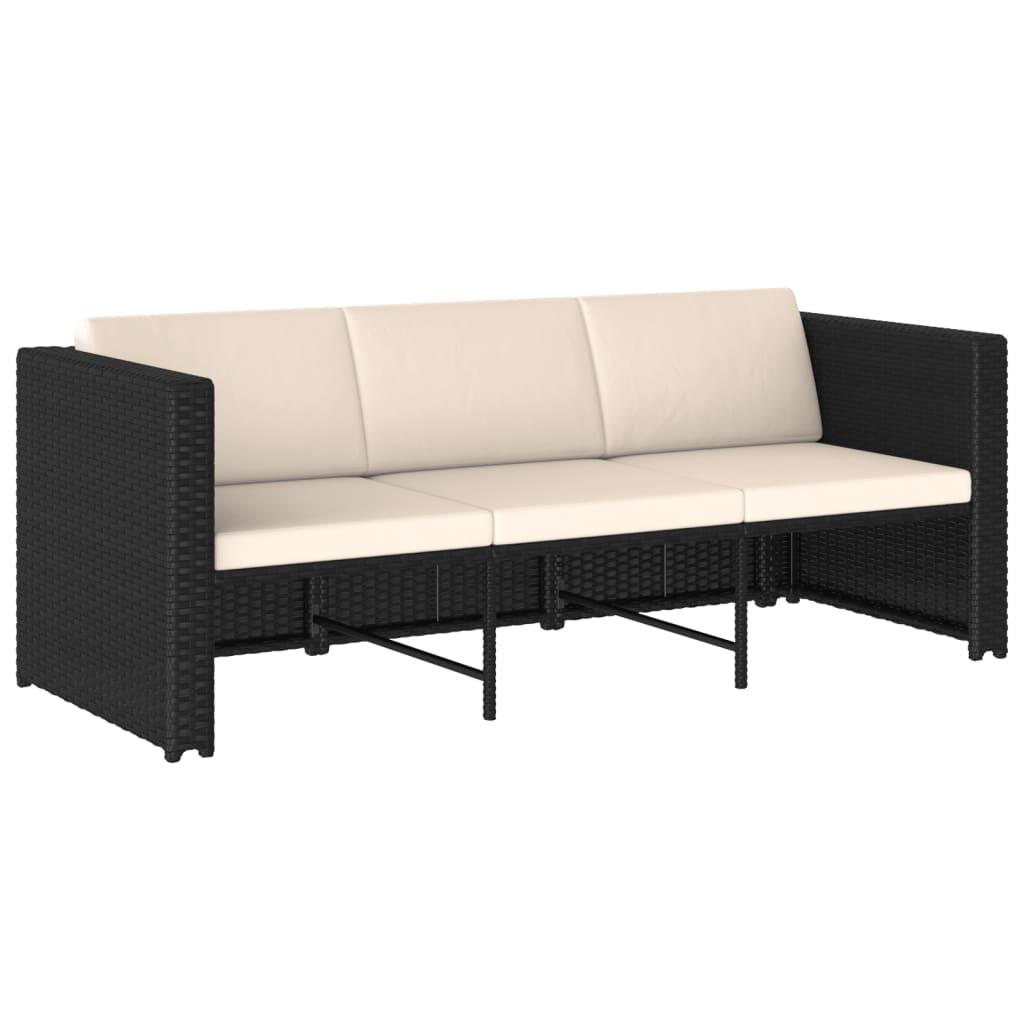 4-tlg. Garten-Lounge-Set mit Auflagen Poly Rattan Schwarz - Pazzar.ch
