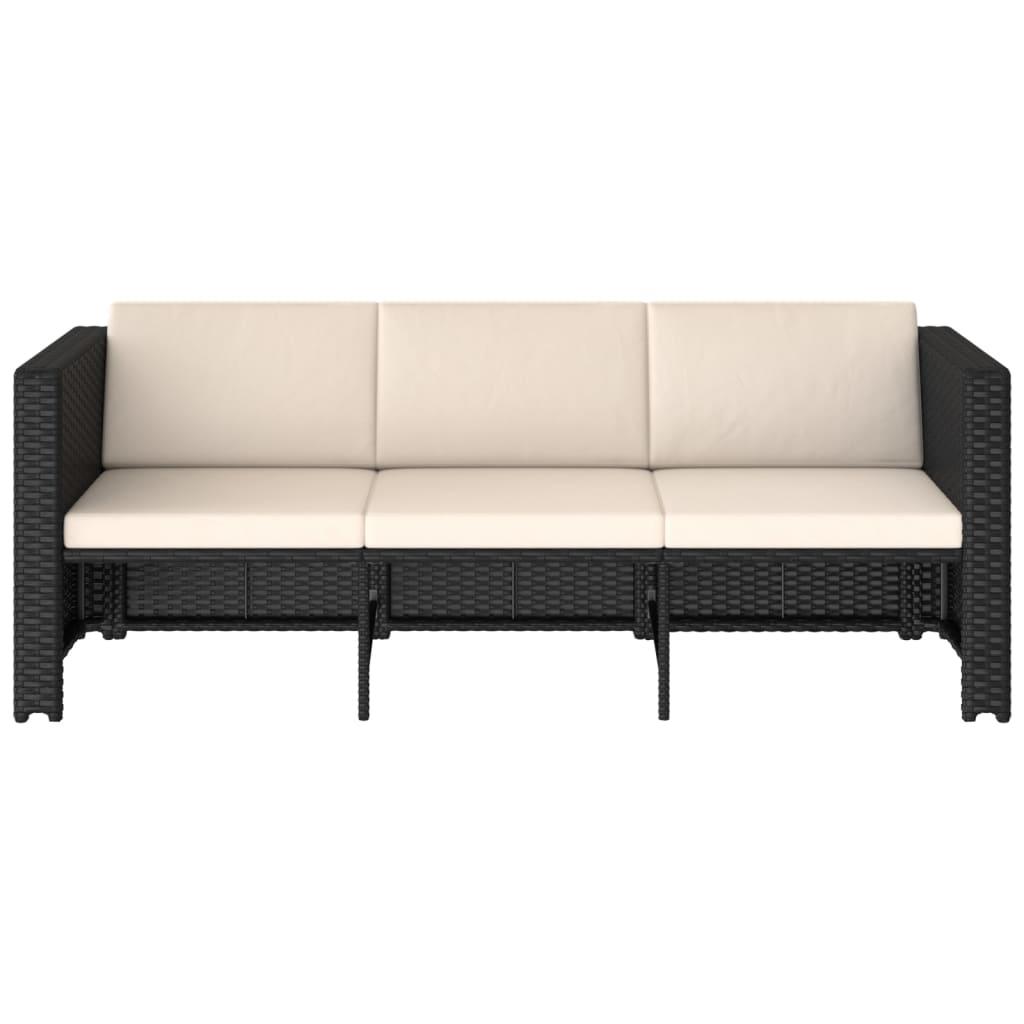 4-tlg. Garten-Lounge-Set mit Auflagen Poly Rattan Schwarz - Pazzar.ch