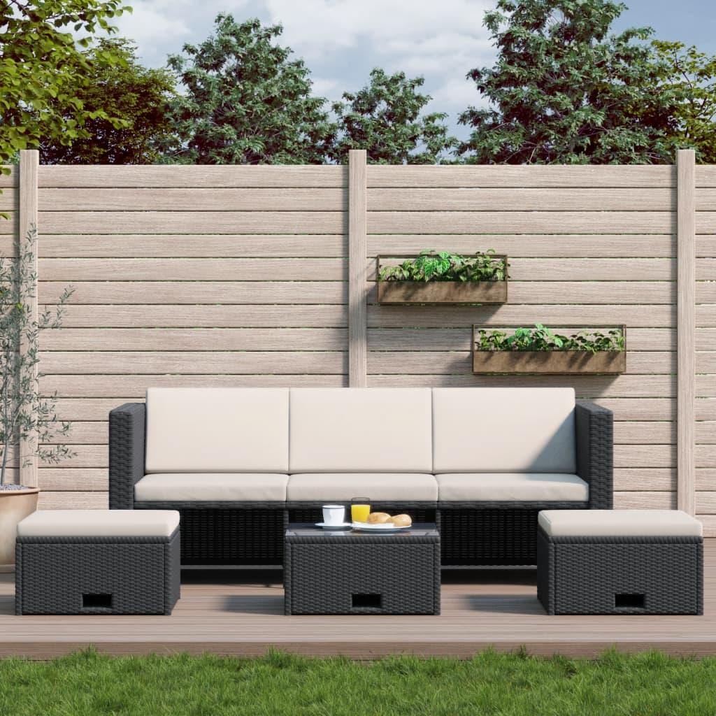 4-tlg. Garten-Lounge-Set mit Auflagen Poly Rattan Schwarz - Pazzar.ch