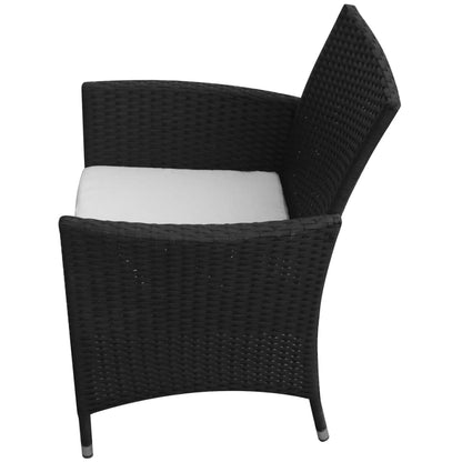 5-tlg. Garten-Essgruppe mit Auflagen Poly Rattan Schwarz - Pazzar.ch
