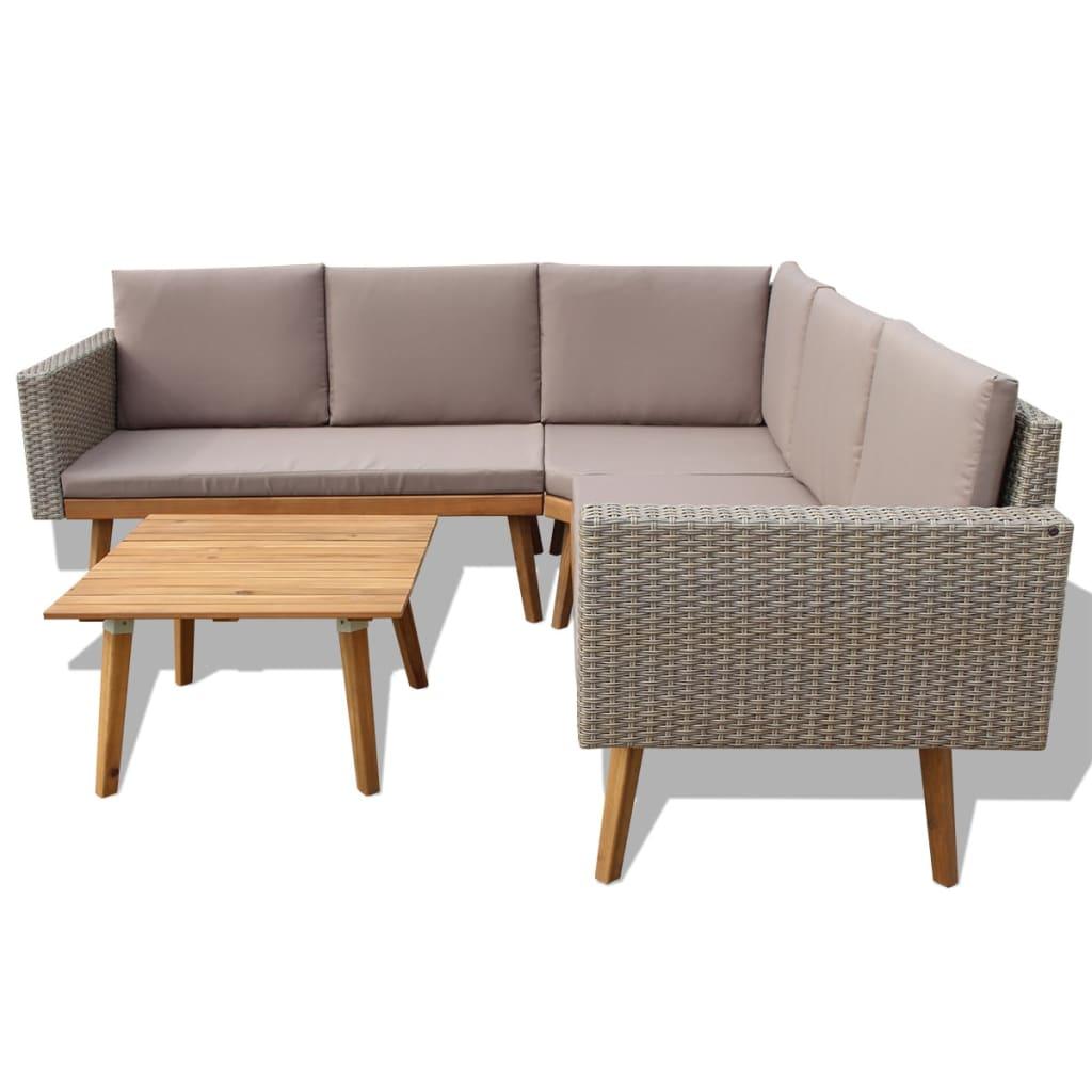 4-tlg. Garten-Lounge-Set mit Auflagen Poly Rattan Grau - Pazzar.ch