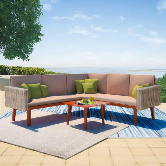 4-tlg. Garten-Lounge-Set mit Auflagen Poly Rattan Grau - Pazzar.ch