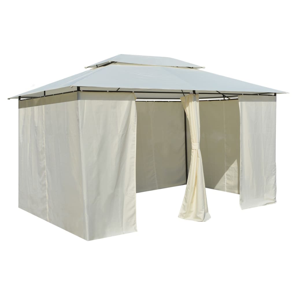 Gartenpavillon mit Gardinen 4x3 m Weiß - Pazzar.ch