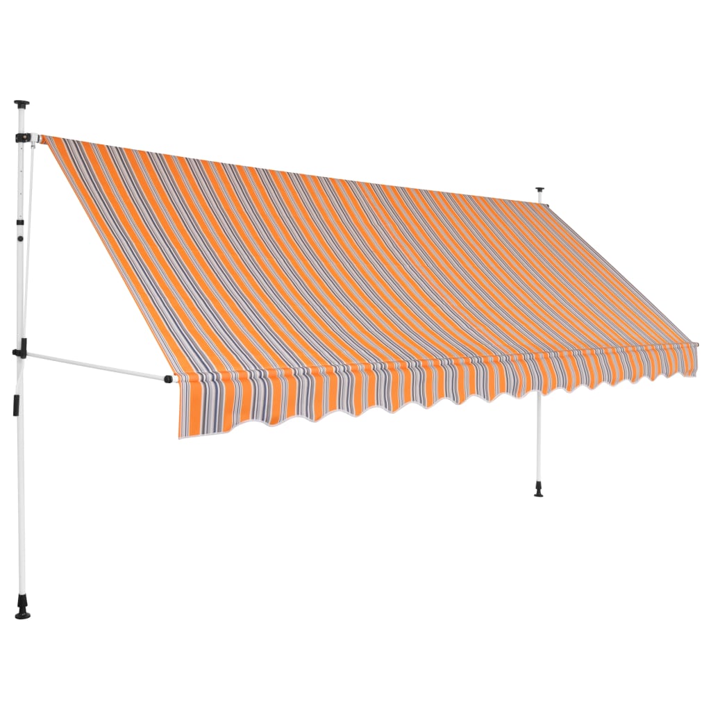 Einziehbare Markise Handbetrieben 350 cm Gelb/Blau Gestreift - Pazzar.ch
