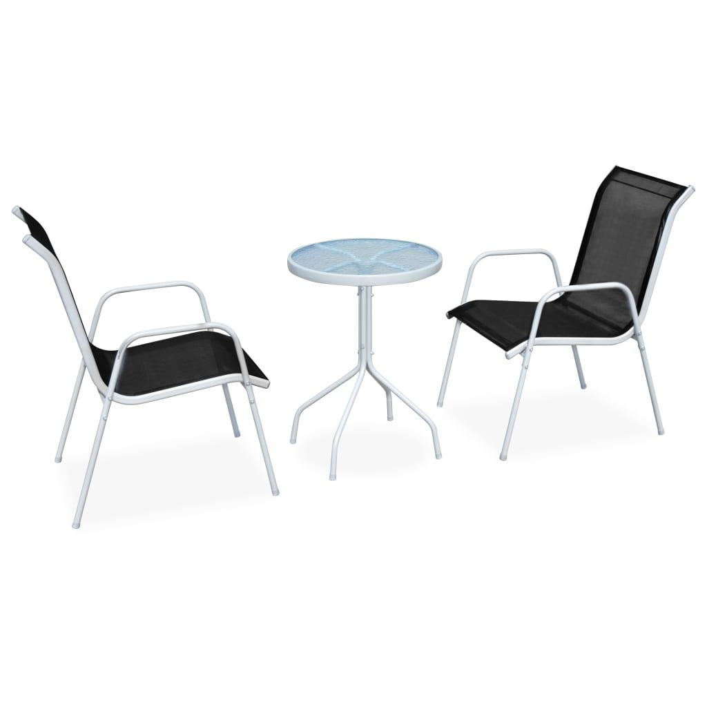 3-tlg. Bistro-Set Stahl Schwarz - Pazzar.ch