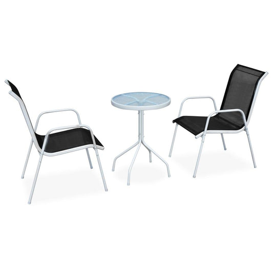 3-tlg. Bistro-Set Stahl Schwarz - Pazzar.ch