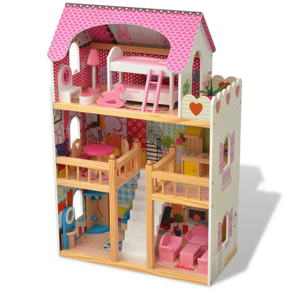 3-Stöckiges Puppenhaus Holz 60 x 30 x 90 cm - Pazzar.ch