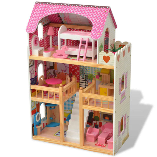 3-Stöckiges Puppenhaus Holz 60 x 30 x 90 cm - Pazzar.ch