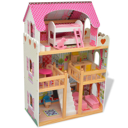 3-Stöckiges Puppenhaus Holz 60 x 30 x 90 cm - Pazzar.ch