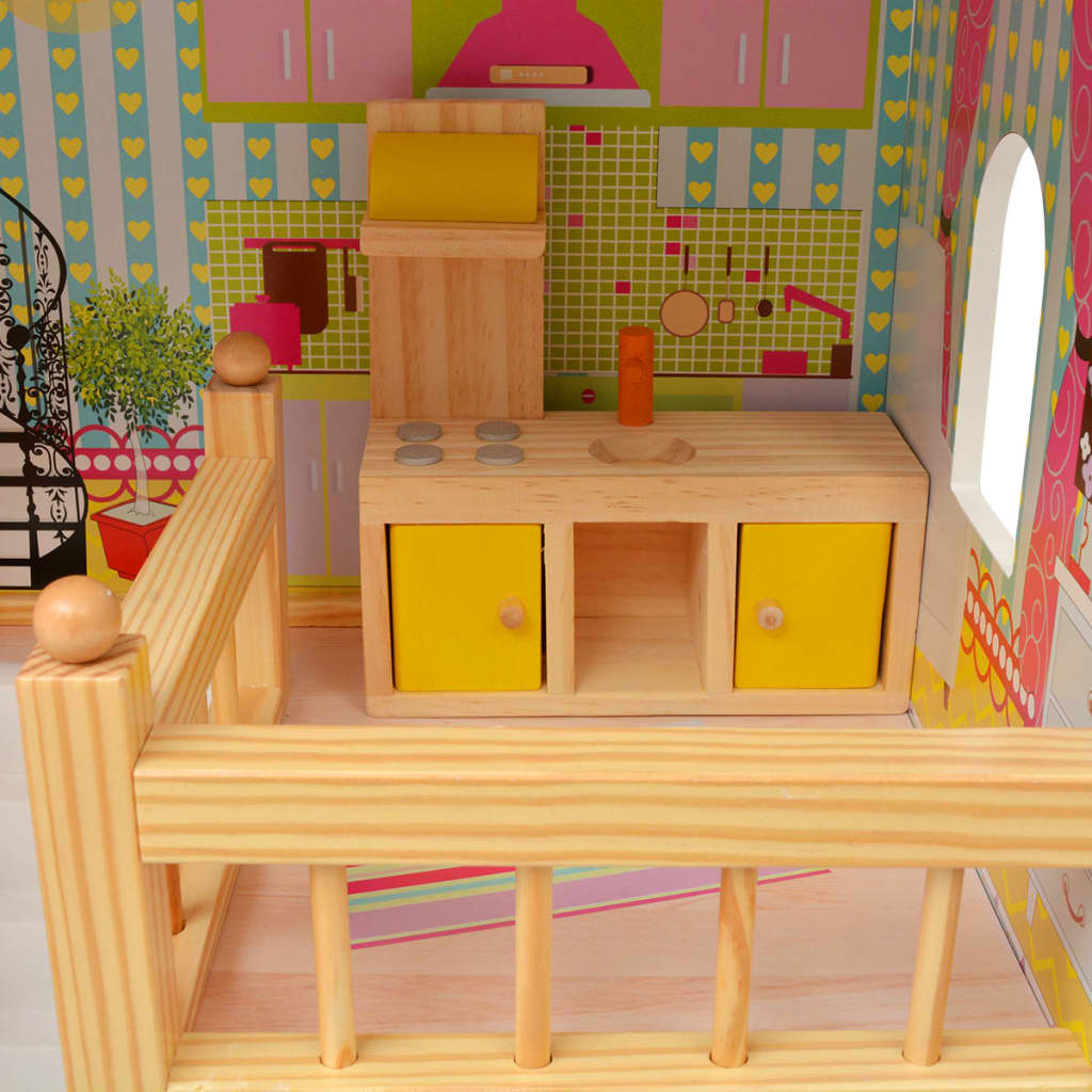 3-Stöckiges Puppenhaus Holz 60 x 30 x 90 cm - Pazzar.ch