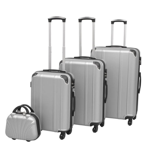 vidaXL Vierteiliges Hartschalen-Trolley-Set Silber - Pazzar.ch