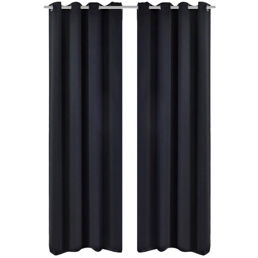 Verdunkelungsvorhänge 2 Stk. mit Metallösen 135x175 cm Schwarz - Pazzar.ch