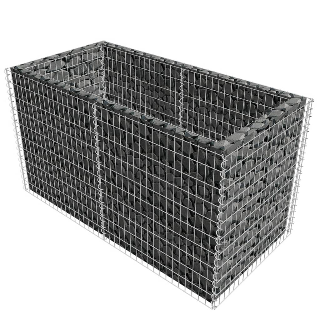 Gabionen-Hochbeet Stahl 180×90×100 cm Silbern - Pazzar.ch
