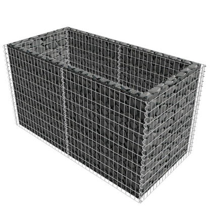 Gabionen-Hochbeet Stahl 180×90×100 cm Silbern - Pazzar.ch