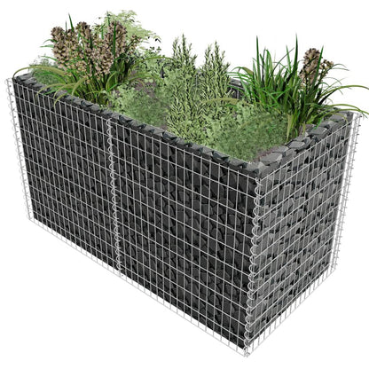 Gabionen-Hochbeet Stahl 180×90×100 cm Silbern - Pazzar.ch