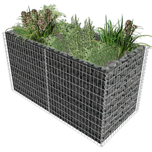 Gabionen-Hochbeet Stahl 180×90×100 cm Silbern - Pazzar.ch