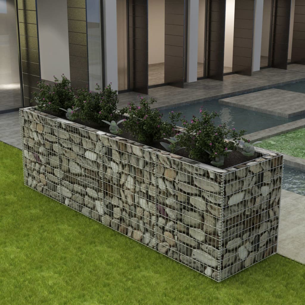 Gabionen-Hochbeet Stahl 360×90×100 cm - Pazzar.ch
