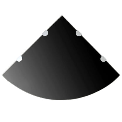 Eckregal mit verchromten Halterungen Glas Schwarz 45 x 45 cm - Pazzar.ch