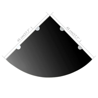 Eckregal mit verchromten Halterungen Glas Schwarz 45 x 45 cm - Pazzar.ch