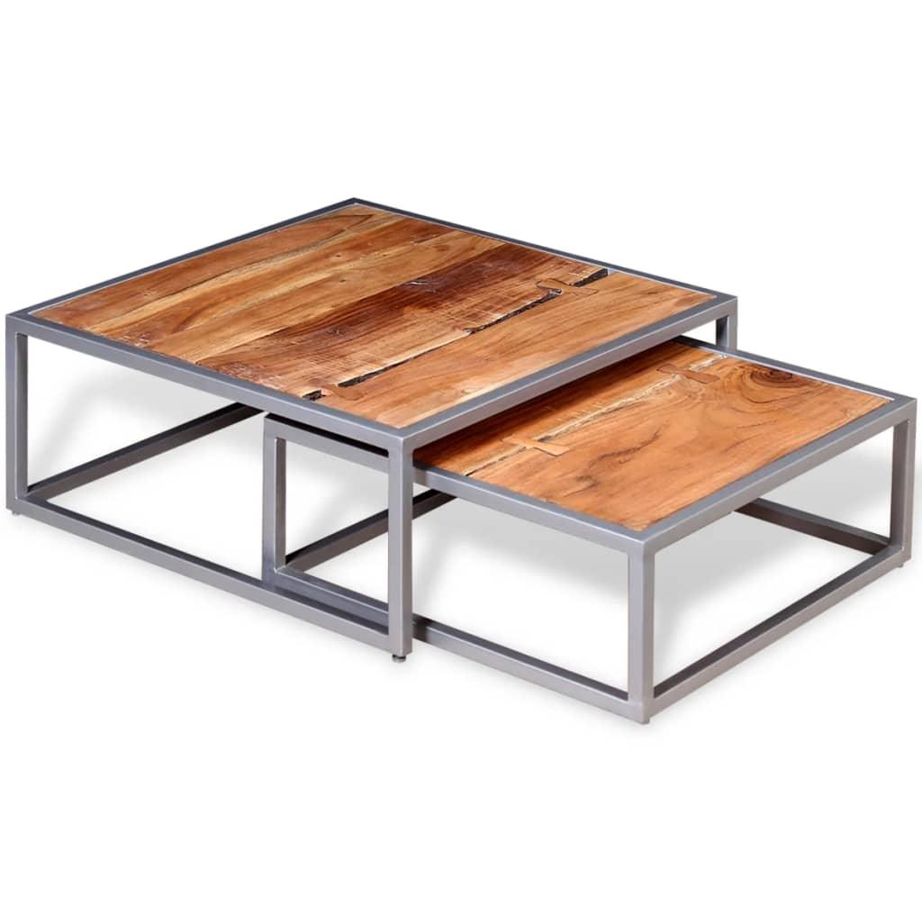 Zweiteiliges Couchtisch-Set Akazienholz Massiv - Pazzar.ch