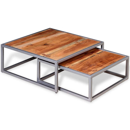 Zweiteiliges Couchtisch-Set Akazienholz Massiv - Pazzar.ch