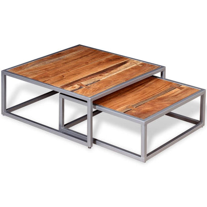 Zweiteiliges Couchtisch-Set Akazienholz Massiv - Pazzar.ch