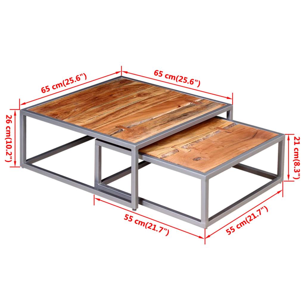 Zweiteiliges Couchtisch-Set Akazienholz Massiv - Pazzar.ch