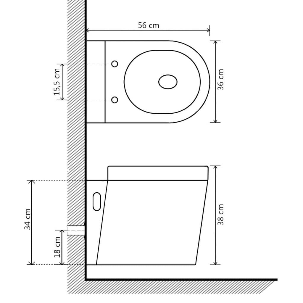 Wandmontierte Toilette Keramik Weiß - Pazzar.ch