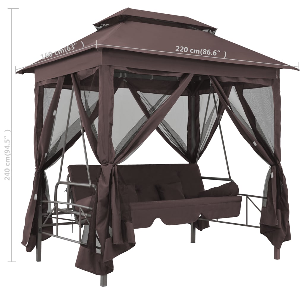 Pavillon Umwandelbare Schaukelbank Kaffeebraun - Pazzar.ch