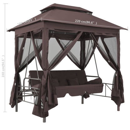 Pavillon Umwandelbare Schaukelbank Kaffeebraun - Pazzar.ch