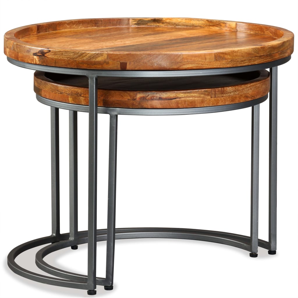 Beistelltisch-Set 2 Stk. Mangoholz Massiv - Pazzar.ch